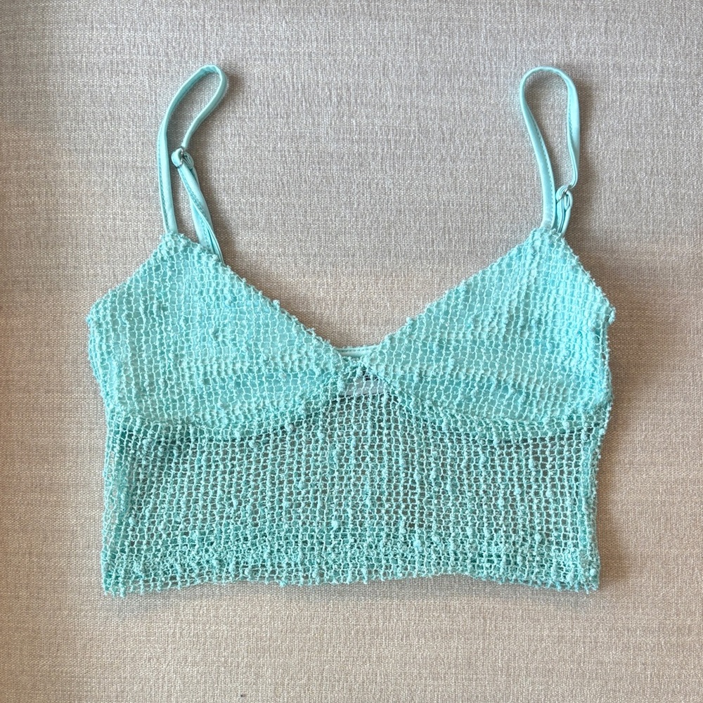 Princess Polly Aqua Knit Crop Top